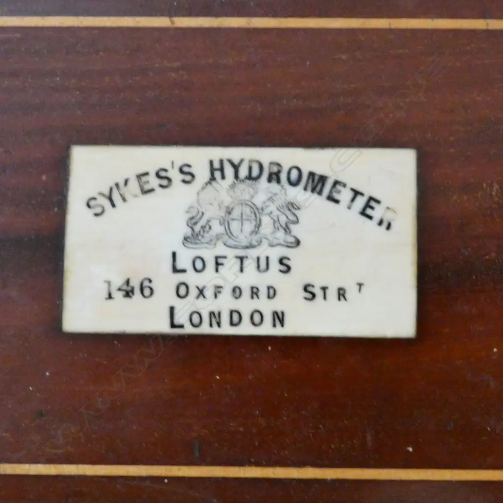 SIKES' HYGOMETER by LOFTUS, OXFORD STREET,  IN MAHOG CASE, w SCALES & THERMOMETER` Image 1++